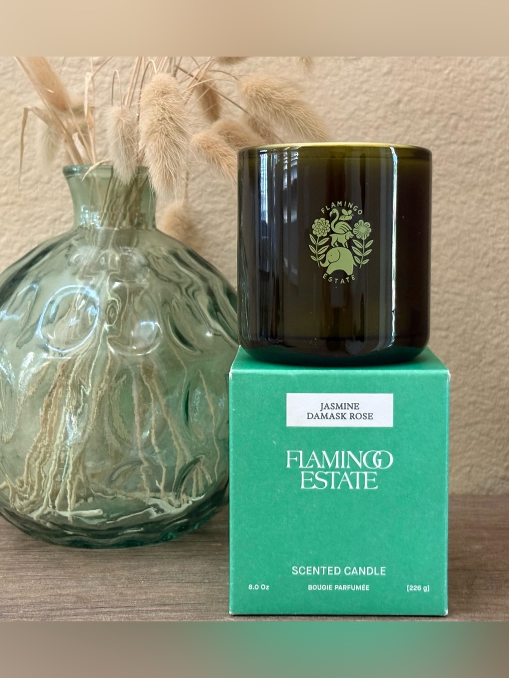 FLAMINGO ESTATE Jasmine Damask Rose Candle 8oz. w/box
